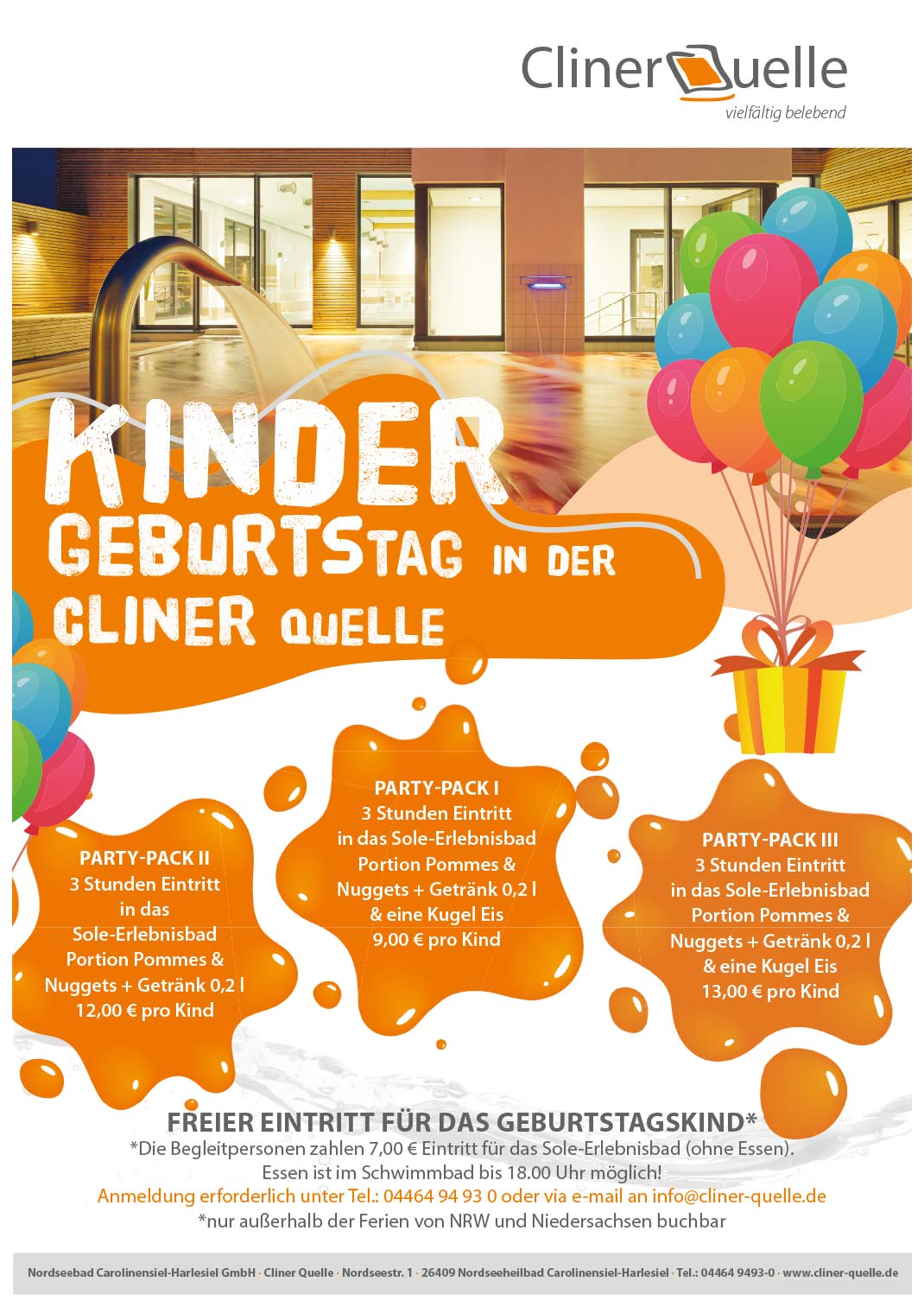 Kindergeburtstag feiern in der Cliner Quelle
