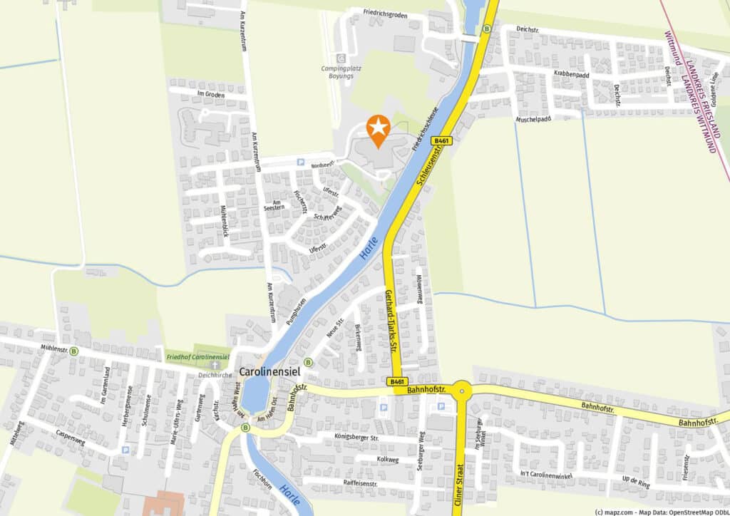 Lageplan der Cliner Quelle in Carolinensiel-Harlesiel